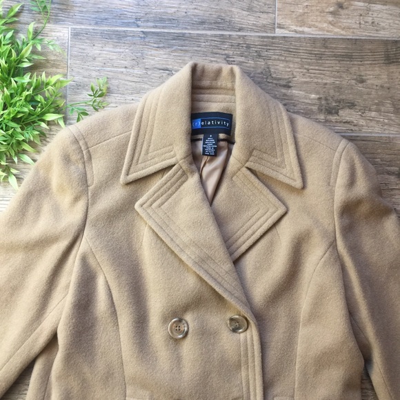 (R)elativity Women tan wool coat size S - Picture 4 of 8